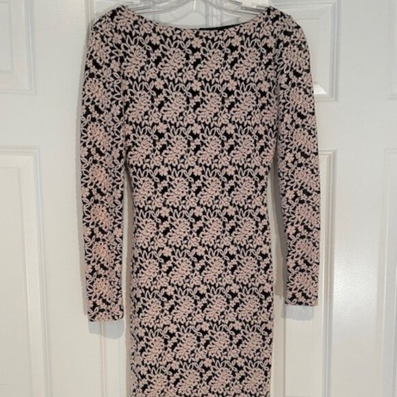 Alice + Olivia Backless Long Sleeve Black and Cream Lace Dress– Sz 4 - Picture 4 of 15